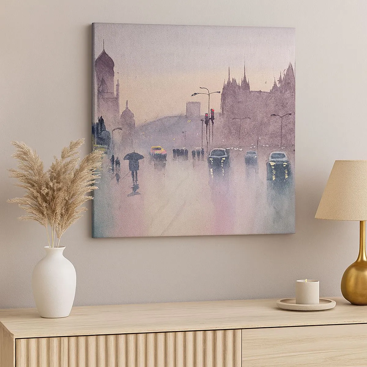 Schilderen op canvas - In de regenachtige nevel - 30x30 cm