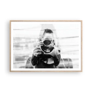 Een poster in een licht eiken lijst - Maker en materiaal - 100x70 cm