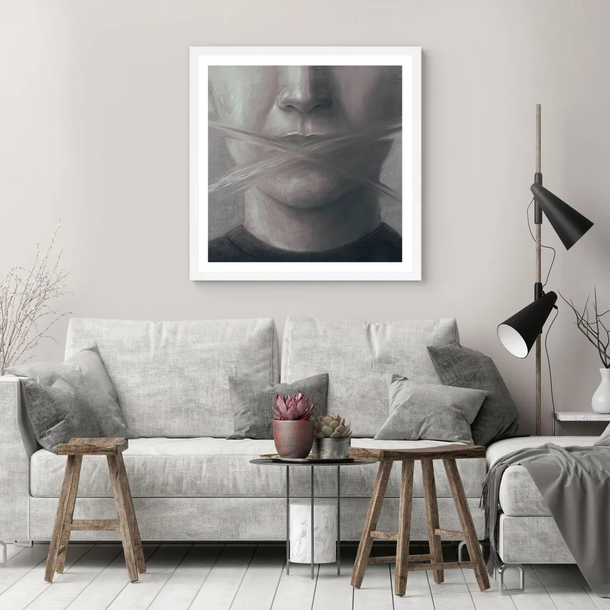 Poster in een witte lijst - Zonder een woord - 40x40 cm