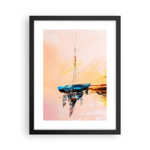 Poster in een zwarte lijst - Avond in de jachthaven - 30x40 cm