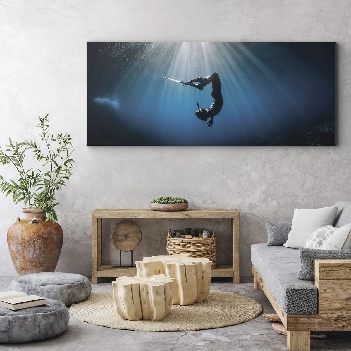 Schilderen op canvas - onderwaterdans - 160x50 cm