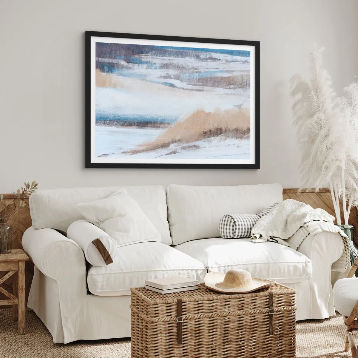 Poster in een zwarte lijst - Winterse compositie - 70x50 cm
