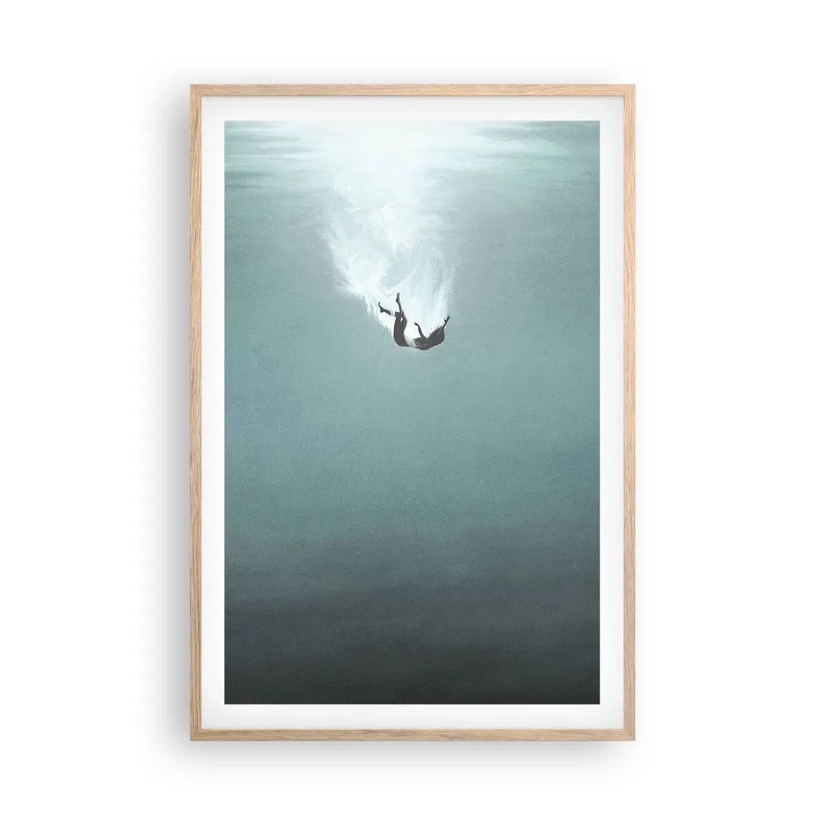 Een poster in een licht eiken lijst - In de armen van de oceaan - 61x91 cm