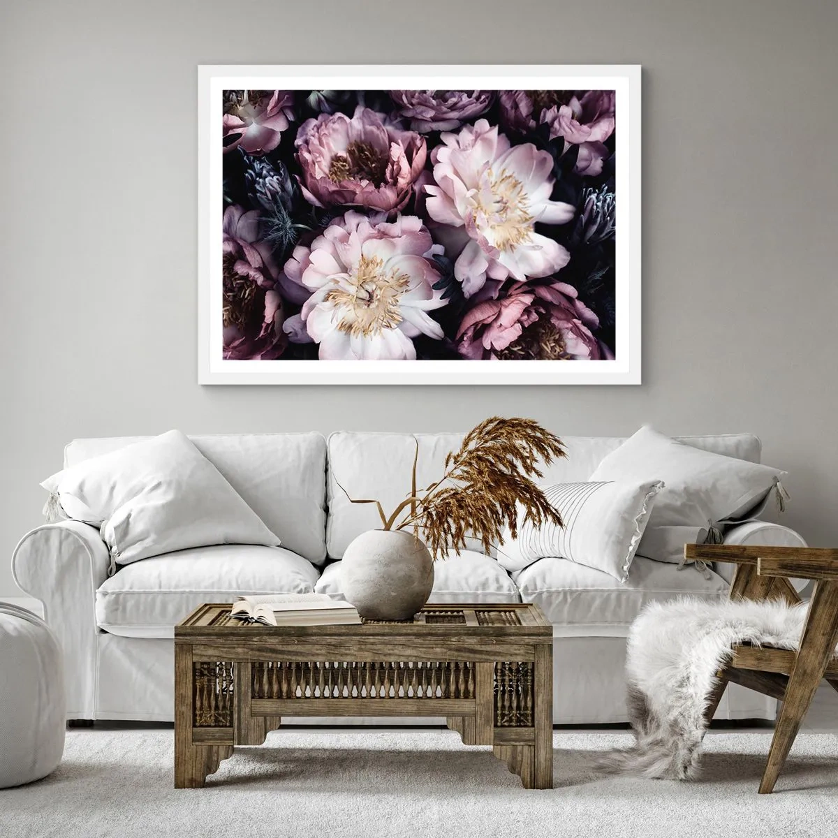 Poster in een witte lijst - Boeket ouderwets - 30x30 cm