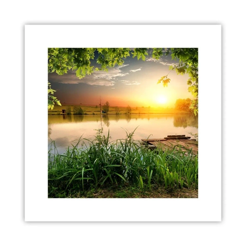 Poster - Landschap in een groen kader - 30x30 cm
