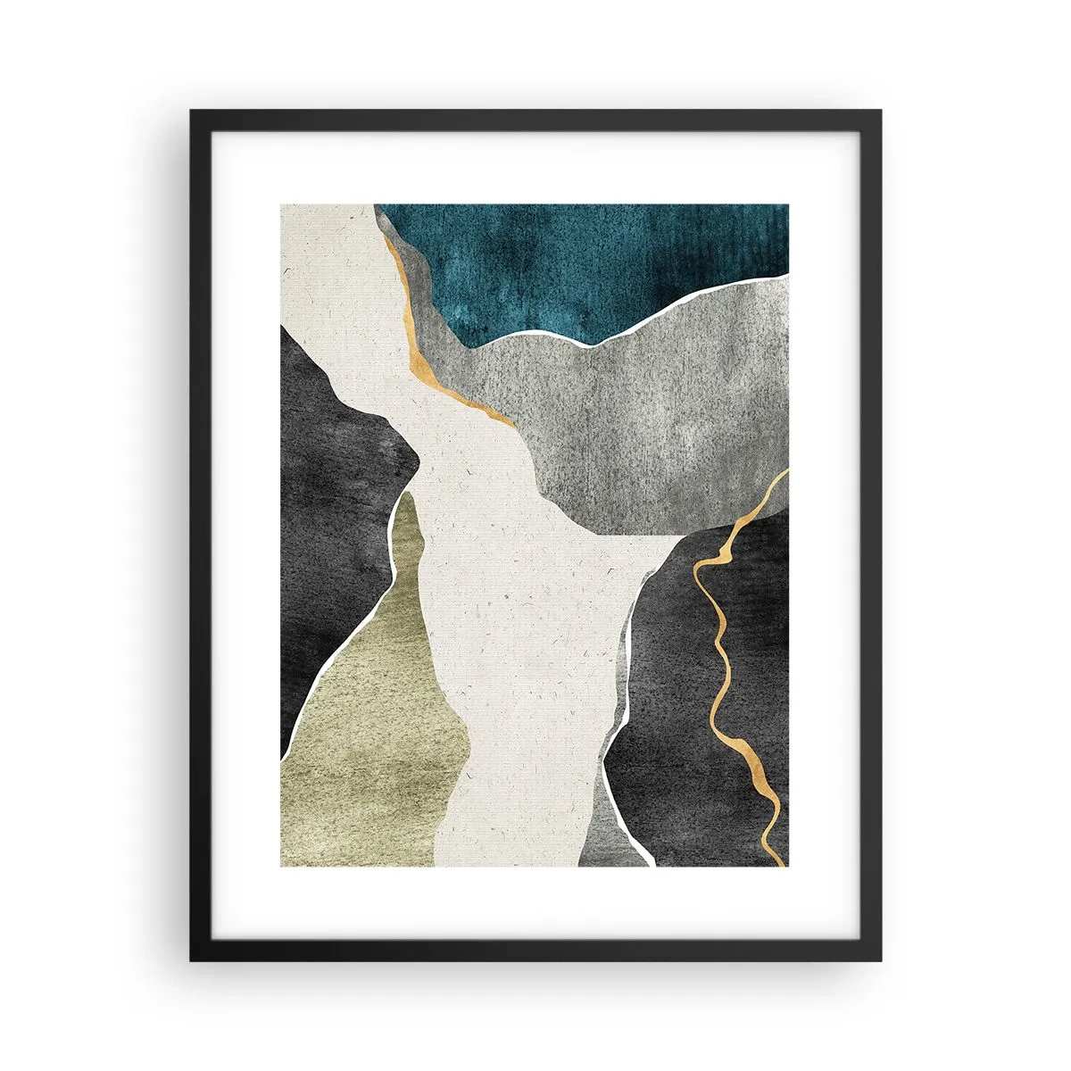Poster in een zwarte lijst - Mozaïekcompositie met gouddraad - 40x50 cm