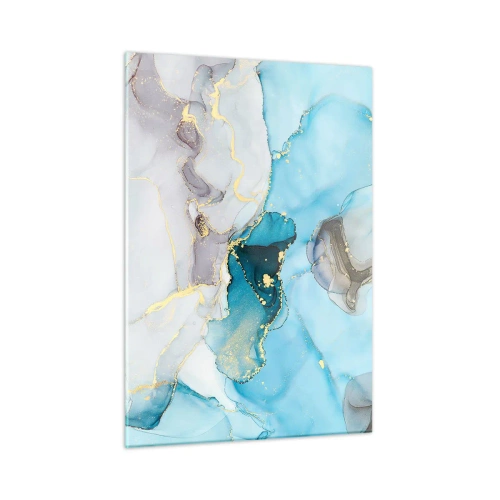 Schilderen op glas - Een studie van de ontmoeting van grijs en turkoois - 50x70 cm