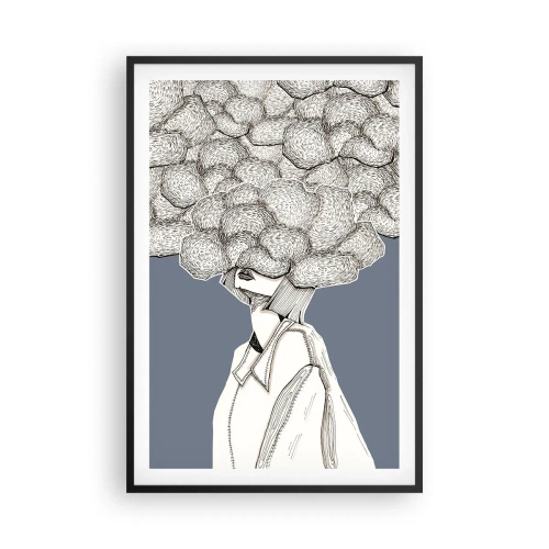 Poster in een zwarte lijst - Met hoofd in de wolken - 61x91 cm