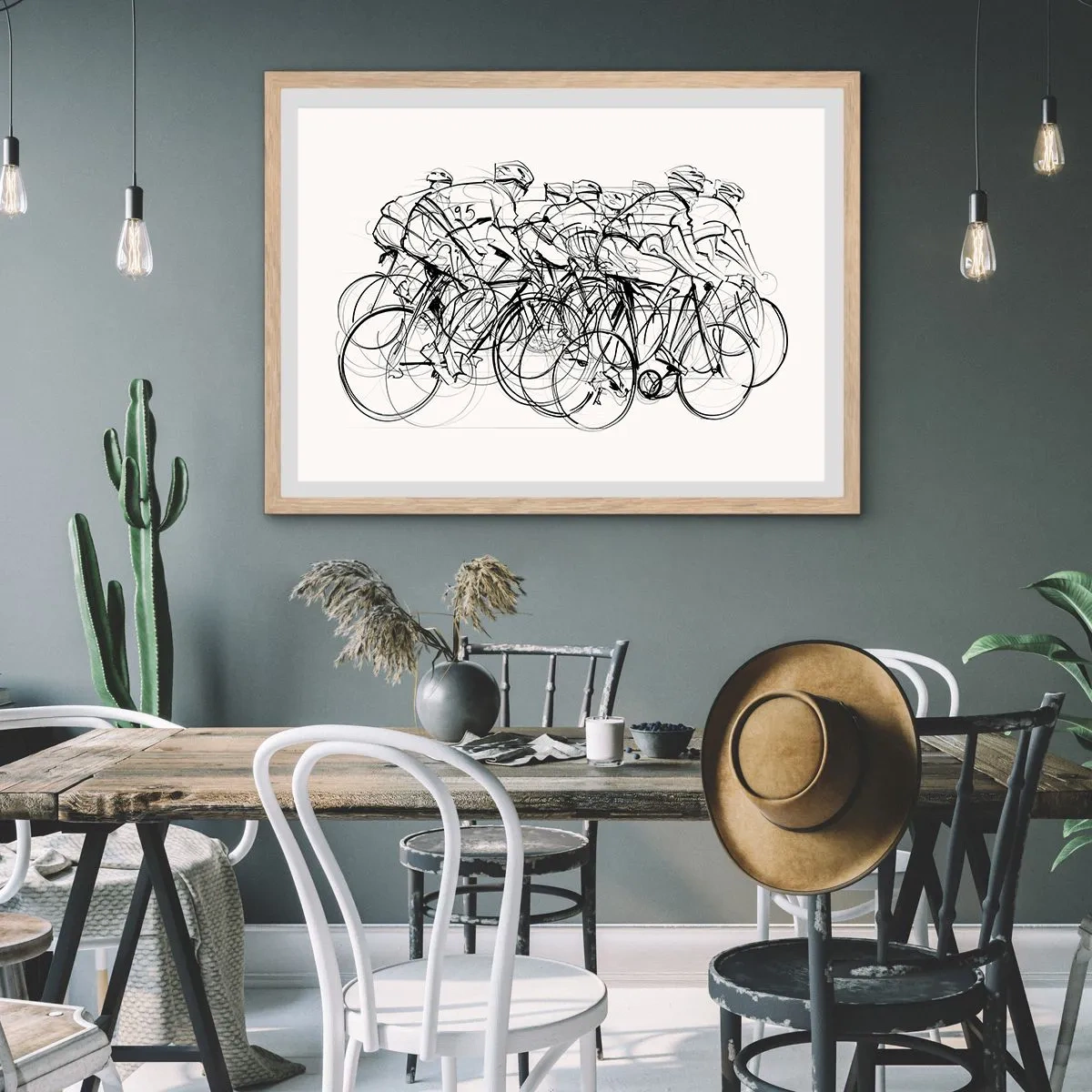 Een poster in een licht eiken lijst - Samen als team - 50x40 cm