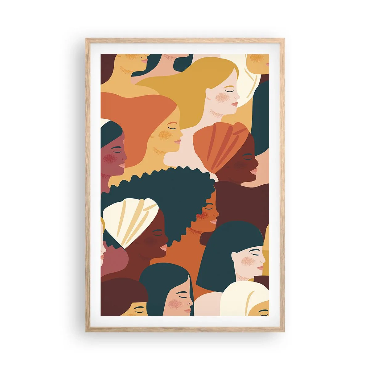 Een poster in een licht eiken lijst - Alleen vrouwelijkheid - 61x91 cm