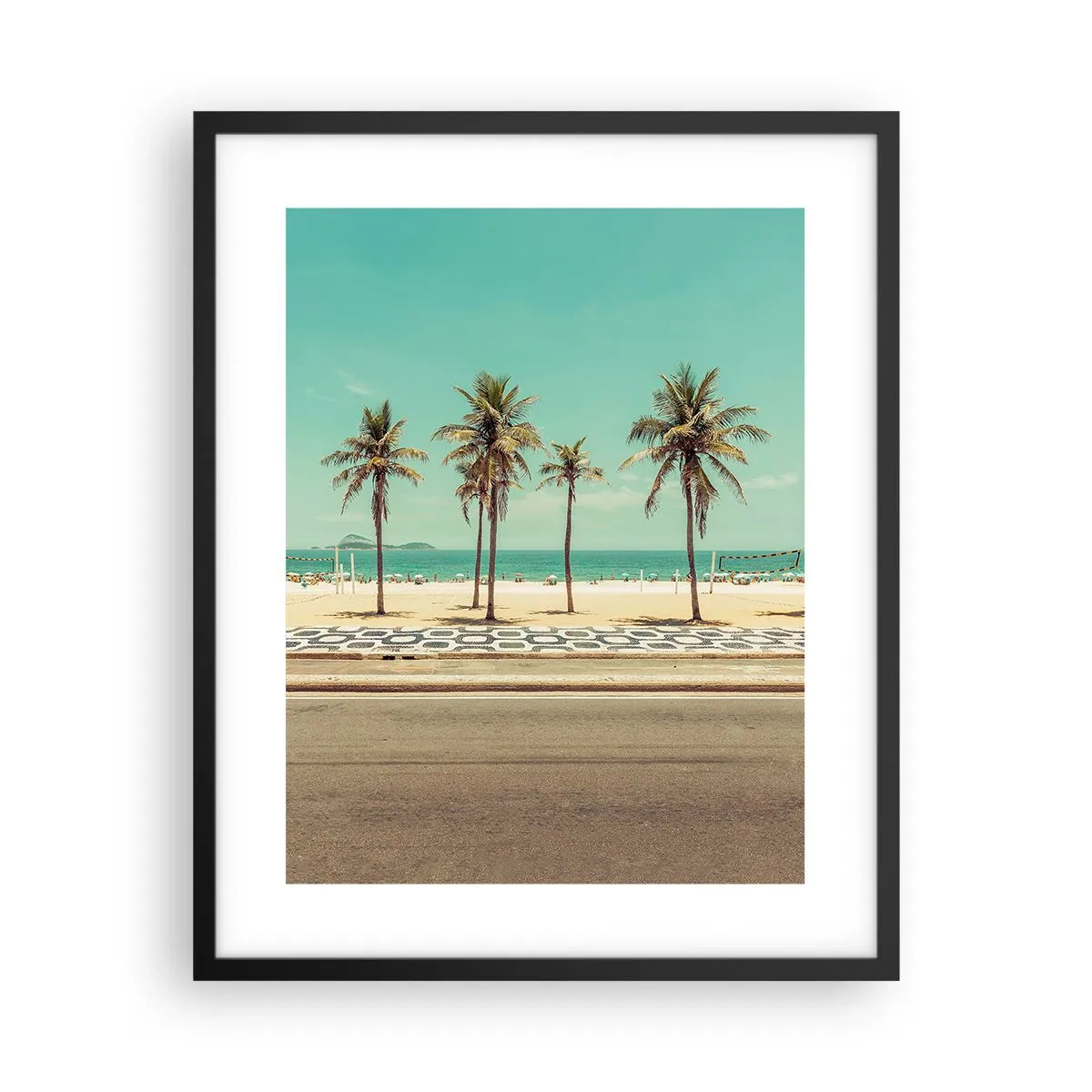 Poster in een zwarte lijst - Op wacht op het strand - 40x50 cm