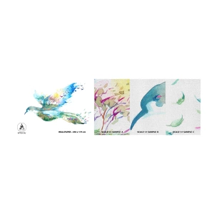 Fotobehang Monster Premium Canvas - Op de vleugels van de natuur - Abstractie, Vogel, Zomer landschap - 100x30 cm
