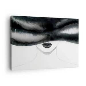 Schilderen op canvas - Een subtiel portret van een vrouw met haar gezicht bedekt in een monochrome stijl. - 70x50cm - Een sensueel mysterie - Moderne wanddecoratie voor woonkamer en slaapkamer ARTTOR