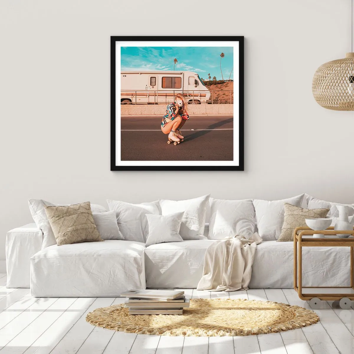 Poster in een zwarte lijst - Lach alsjeblieft! - 30x30 cm