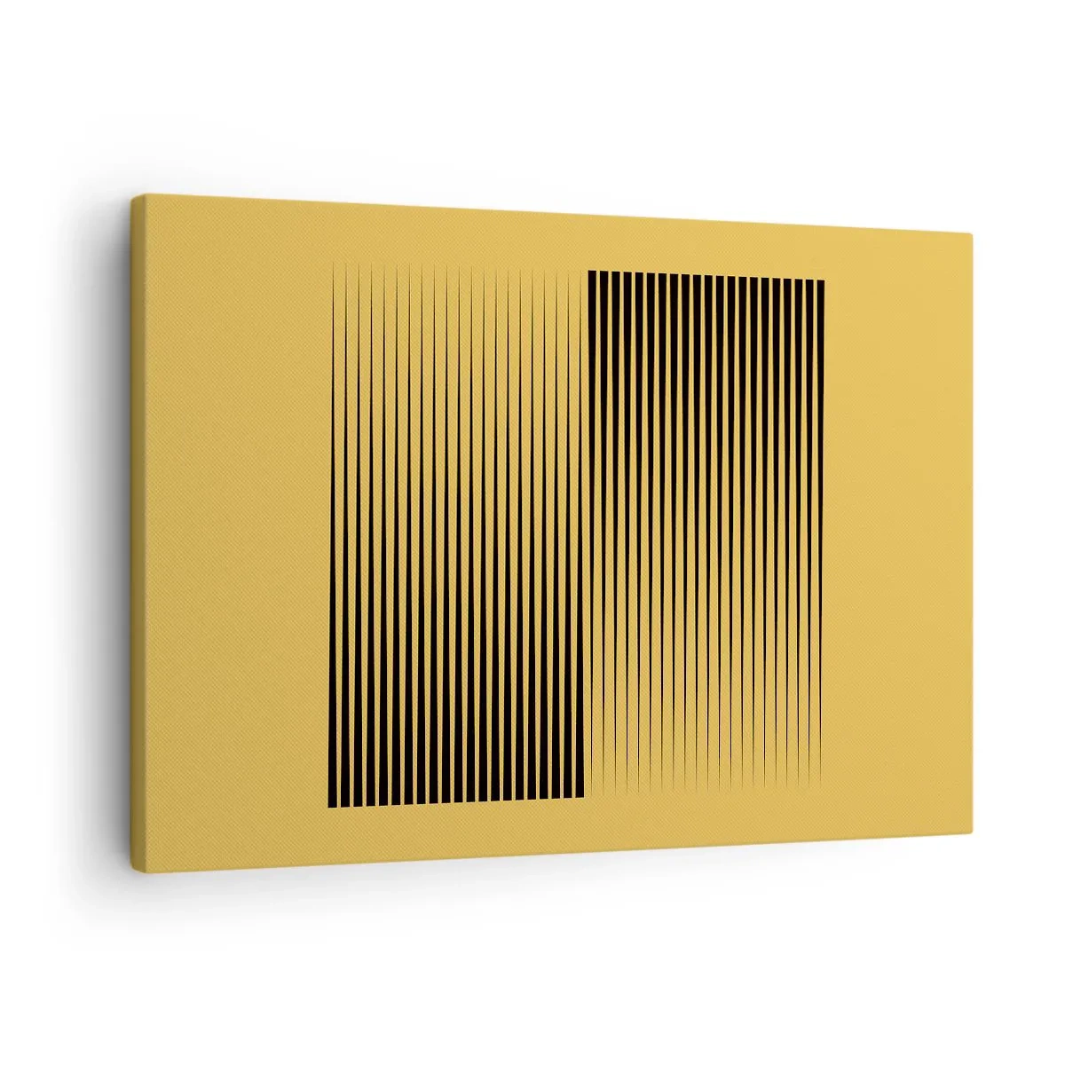 Schilderen op canvas - Verticale zwarte lijnen op een gele achtergrond - 70x50cm - Vierkant van tegenpolen - Moderne wanddecoratie voor woonkamer en slaapkamer ARTTOR