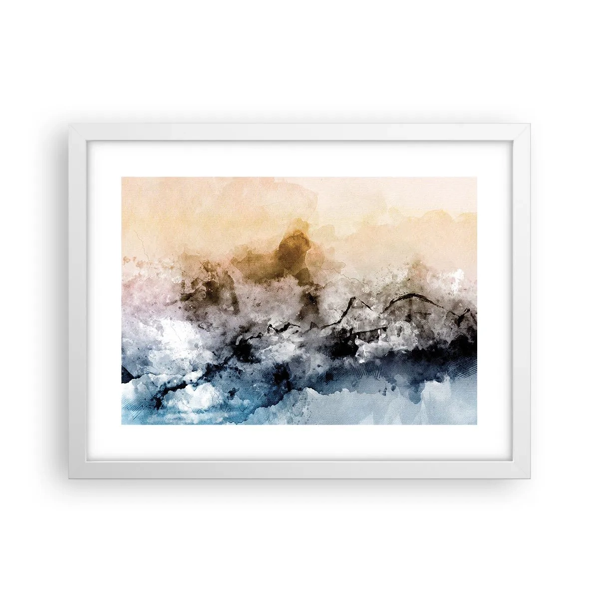 Poster in een witte lijst - Verdronken in een wolk van mist - 40x30 cm