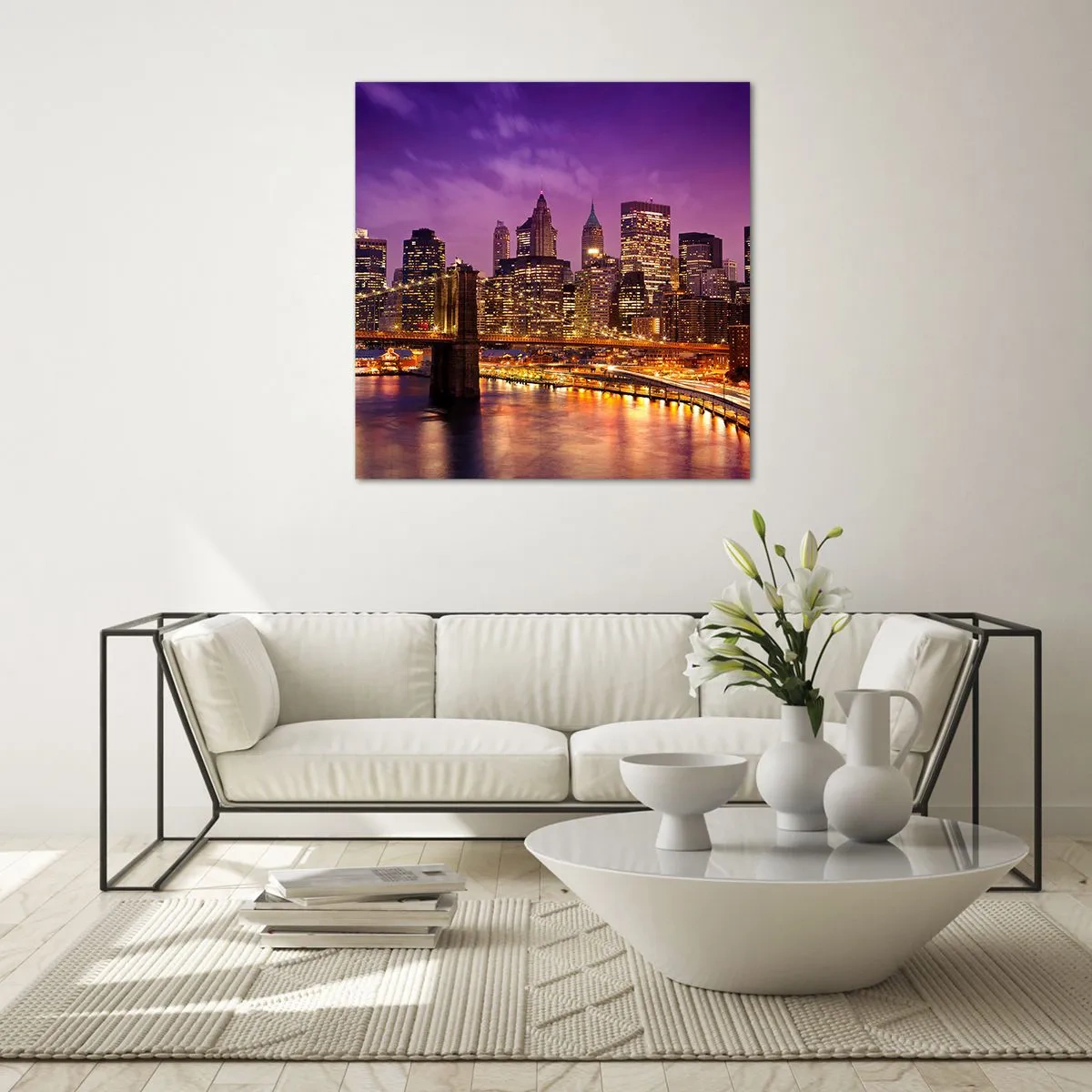 Schilderen op glas - Violet-goud Manhattan - 30x30 cm