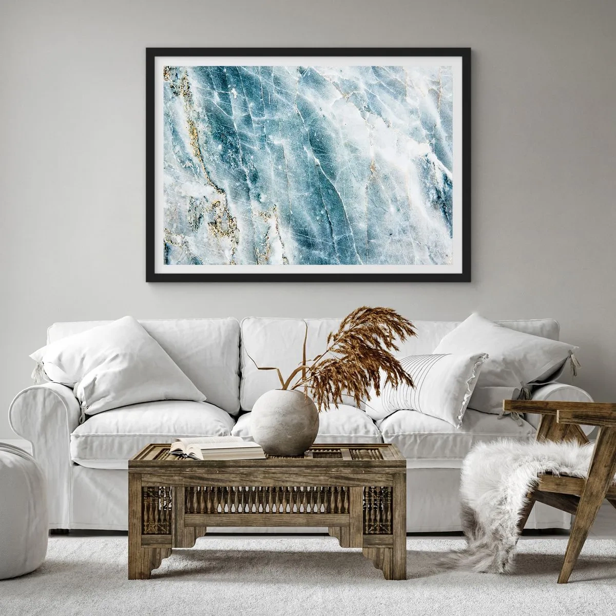 Poster in een zwarte lijst - Ijs wereld - 70x50 cm