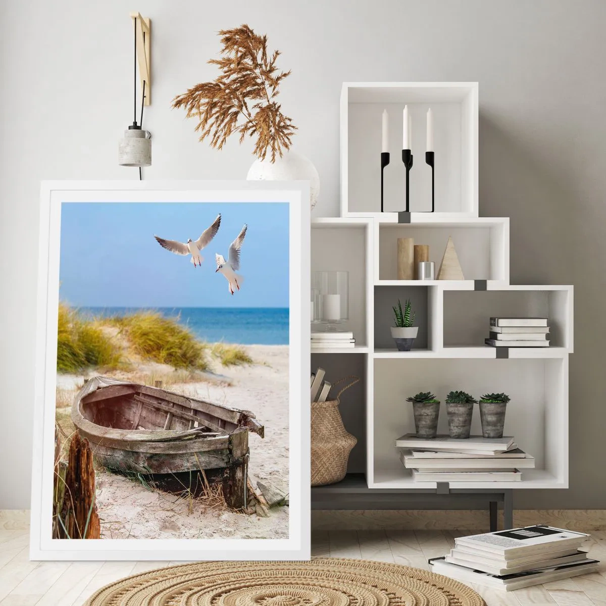 Poster in een witte lijst - Badend in de wind - 70x100 cm