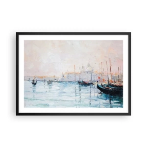 Poster in een zwarte lijst - Achter het water, achter de mist - 70x50 cm