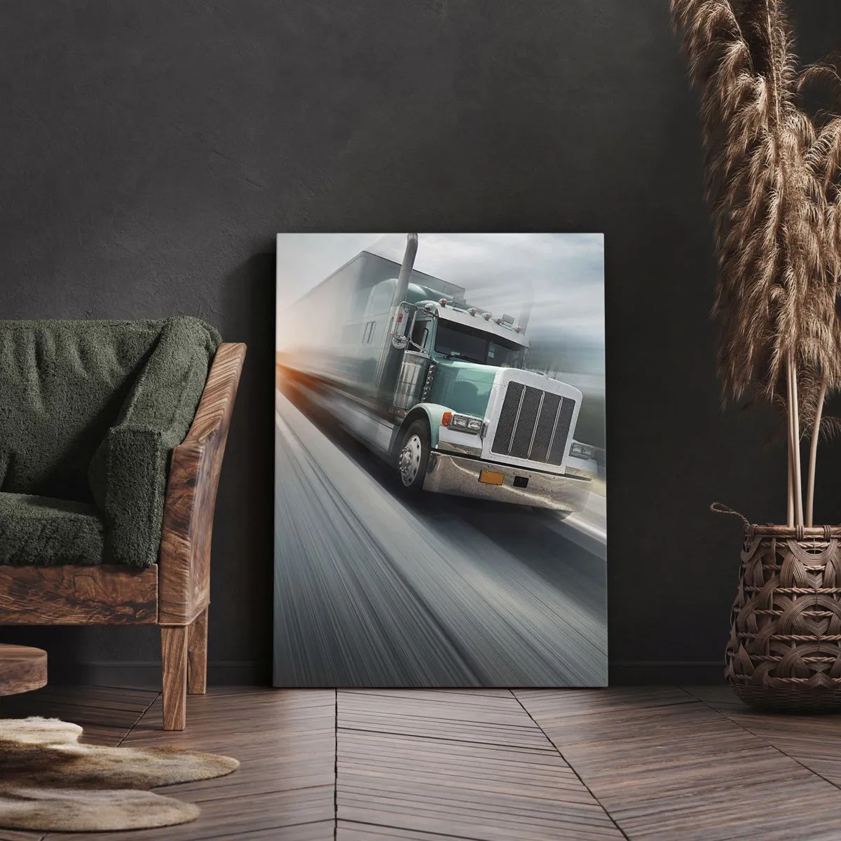Schilderen op canvas - De Amerikaanse reus in haast - 55x100 cm