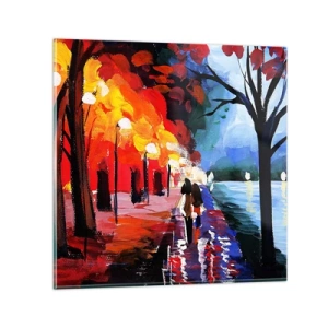 Schilderen op glas - Brandende herfst in het park - 60x60 cm