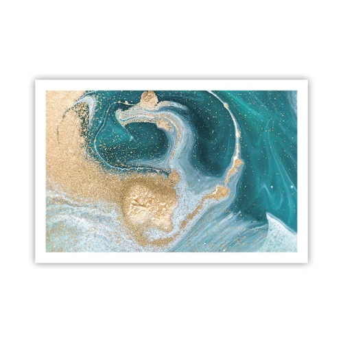 Poster - Een werveling van goud en turkoois - 91x61 cm