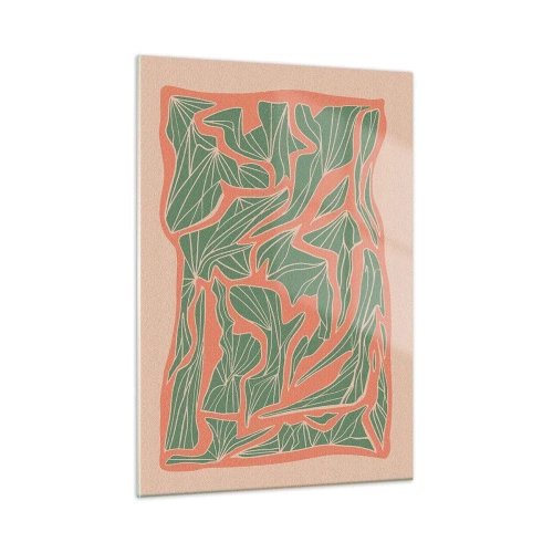 Schilderen op glas - De strijd tussen koraal en groen - 50x70 cm