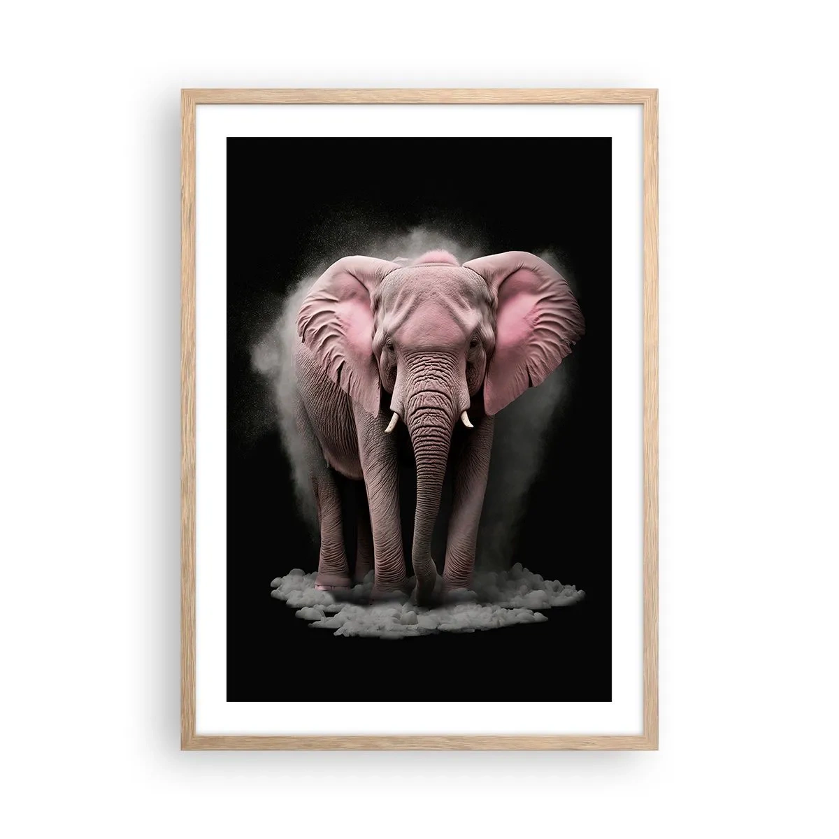 Een poster in een licht eiken lijst - Denk niet aan een roze olifant! - 50x70 cm