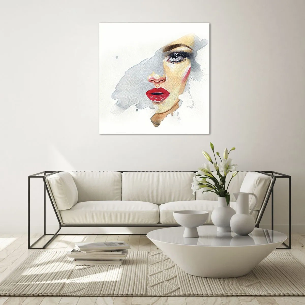 Schilderen op glas - Weerspiegeld in een druppel water - 70x70 cm