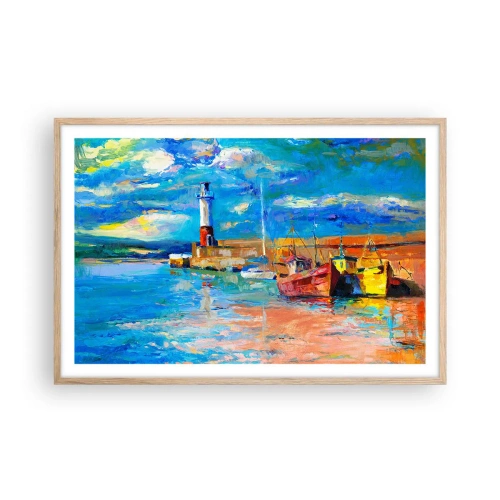 Een poster in een licht eiken lijst - Een middag in de regenboogbaai - 91x61 cm