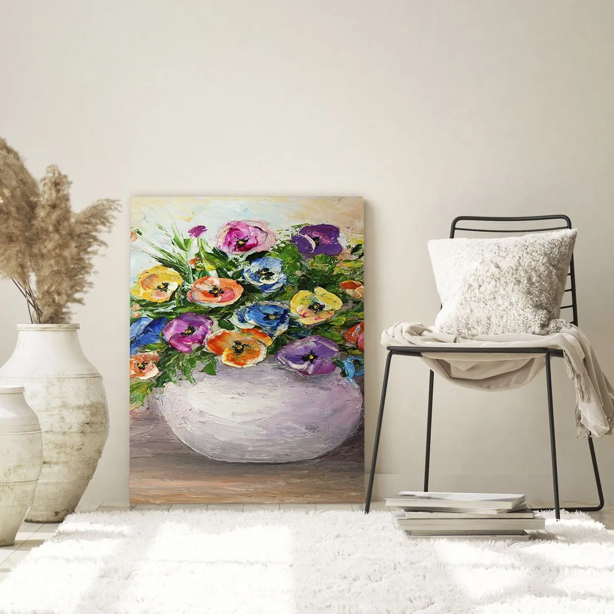 Schilderen op glas - Stilleven met een witte vaas - 50x70 cm
