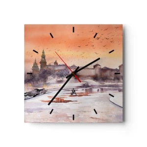Wandklok - Klok - Koninklijke zonsondergang - 30x30 cm