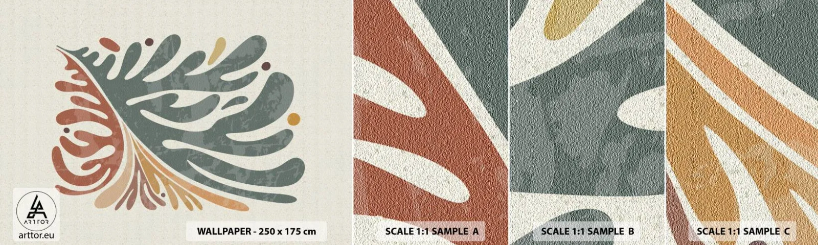 Fotobehang Staaltje Standard Eco - Veelkleurig blad - Boho, Minimalisme, Deel - 100x30 cm