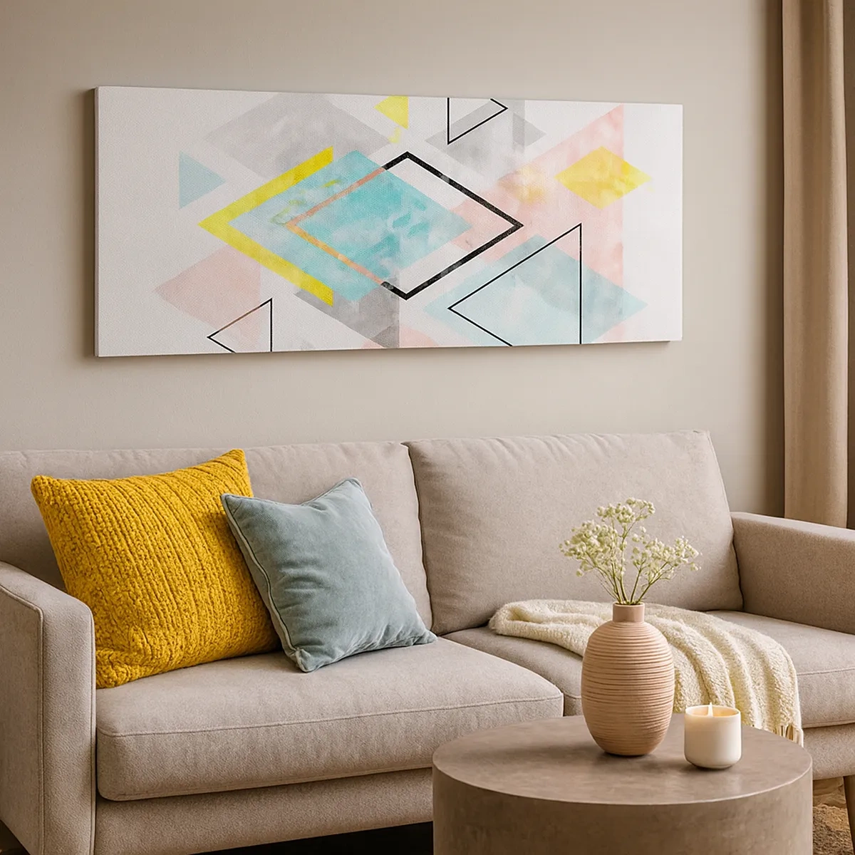 Schilderen op canvas - Geometrisch spel - 30x30 cm