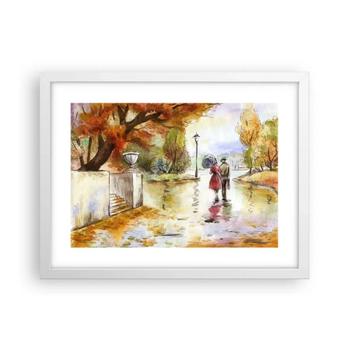 Poster in een witte lijst - Romantische herfst in het park - 40x30 cm