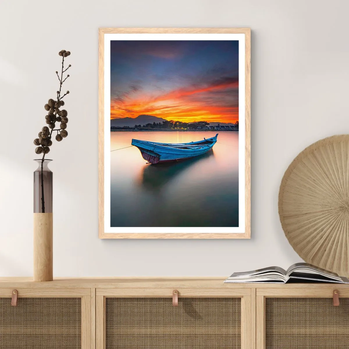 Een poster in een licht eiken lijst - Een goede nacht komt eraan - 40x50 cm