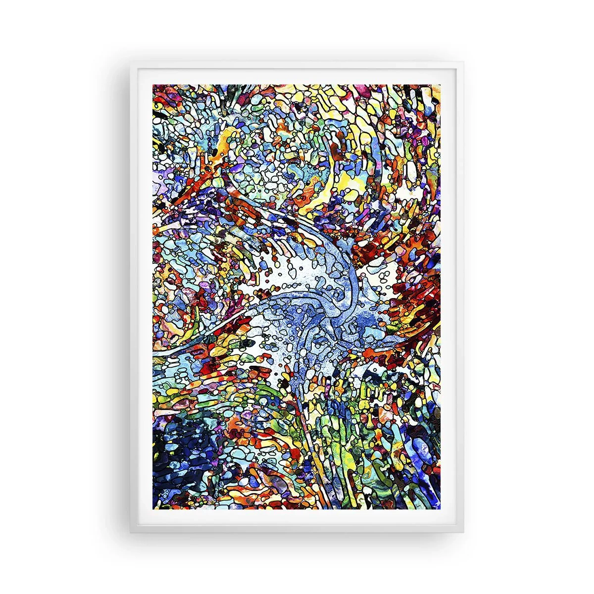 Poster in een witte lijst - Glas in lood druppel - 70x100 cm