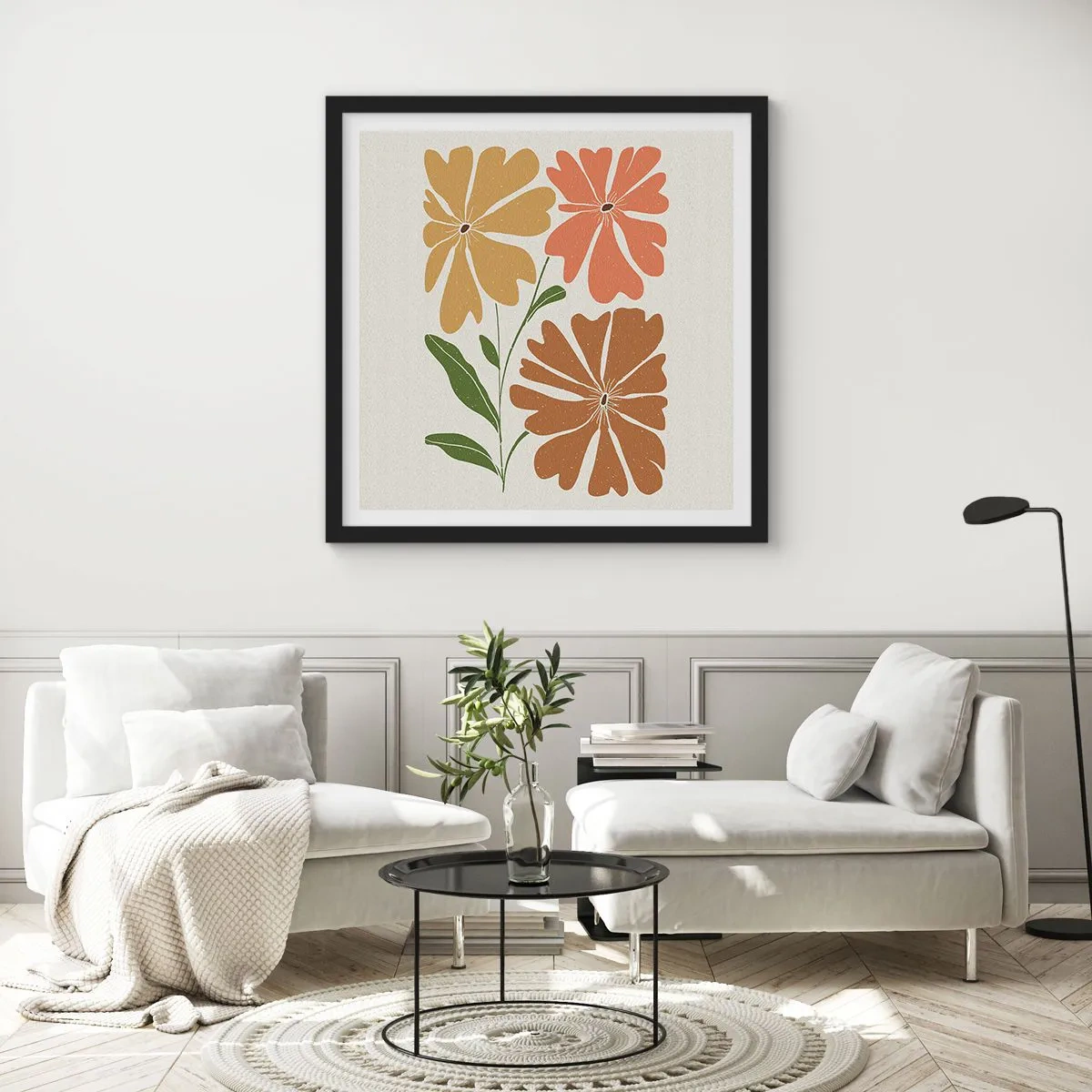 Poster in een zwarte lijst - Natuur en geometrie - 50x50 cm