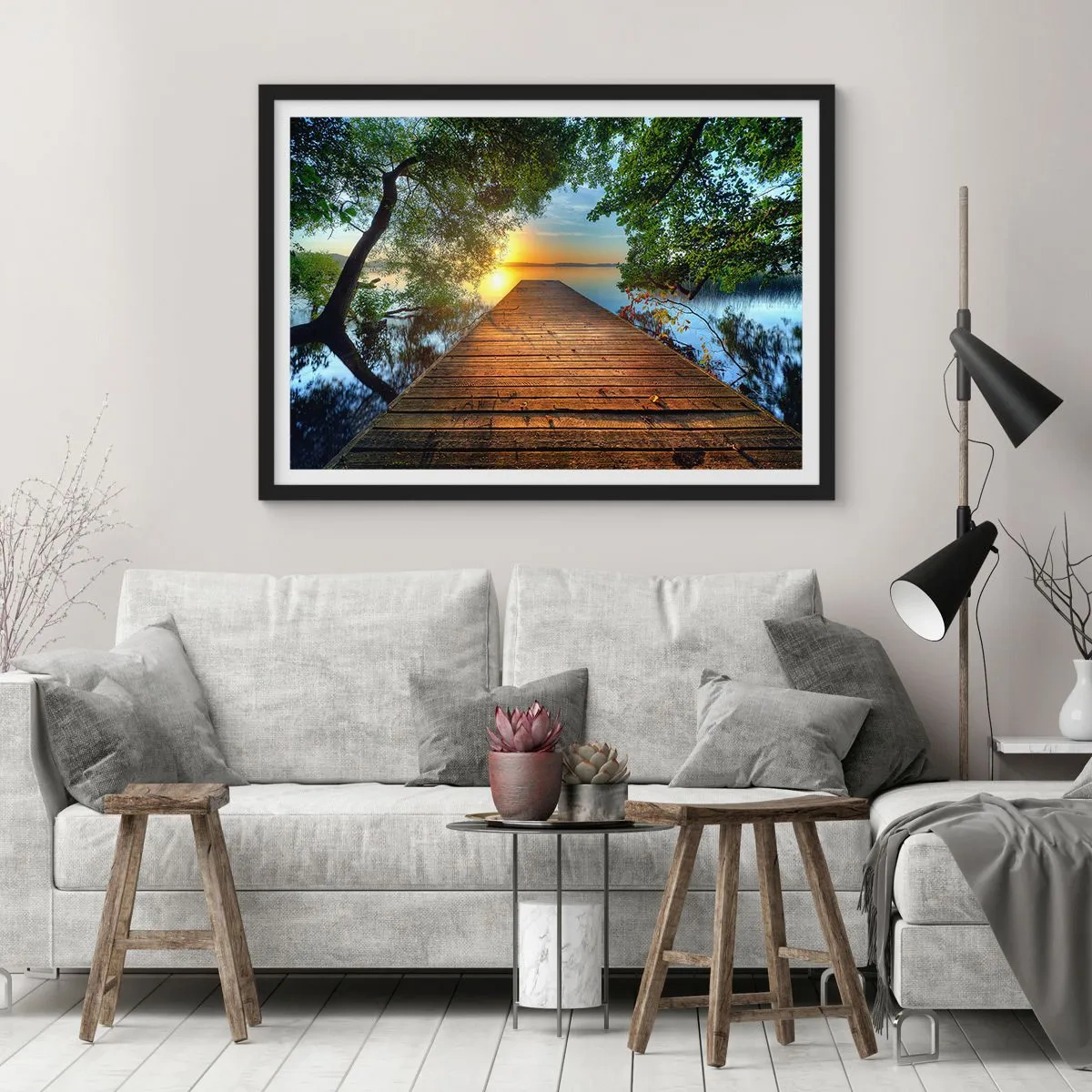 Poster in een zwarte lijst - Neem de tijd, ga zitten - 91x61 cm