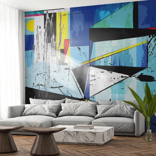 Fotobehang Premium Canvas - Bekijk de wereld vanuit een bepaalde hoek... - Abstractie, Deel, Modern patroon - 200x140 cm