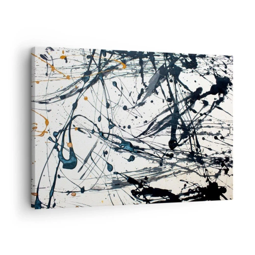 Schilderen op canvas - Een abstract schilderij met verfspatten in dynamische patronen. - 70x50cm - Expressionistische abstractie - Moderne wanddecoratie voor woonkamer en slaapkamer ARTTOR