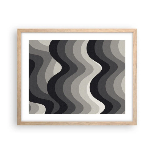 Een poster in een licht eiken lijst - Golf na golf - 50x40 cm
