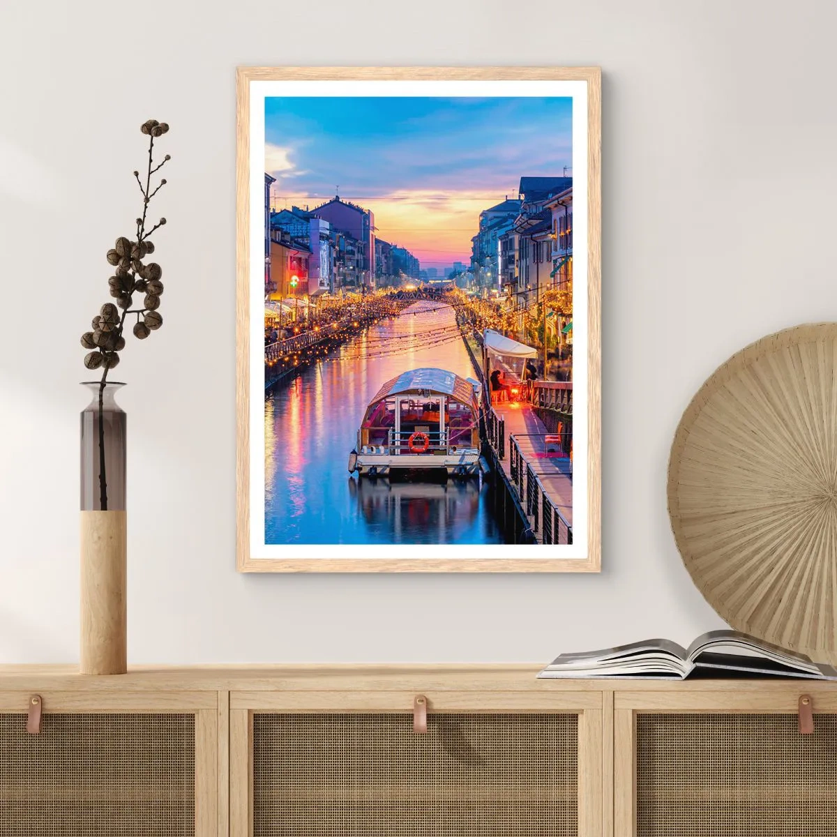 Een poster in een licht eiken lijst - Een avond vol licht en plezier - 30x40 cm