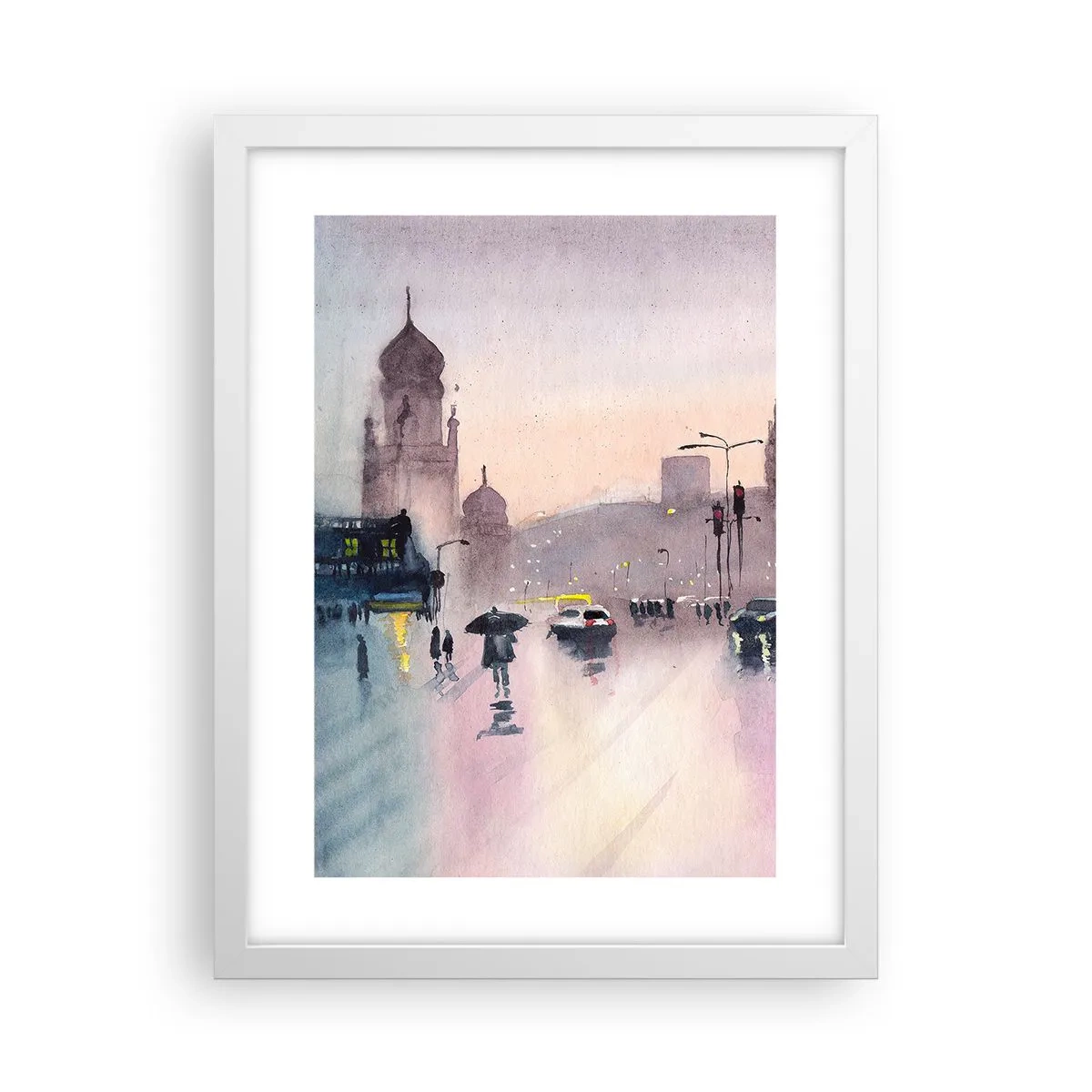 Poster in een witte lijst - In de regenachtige nevel - 30x40 cm