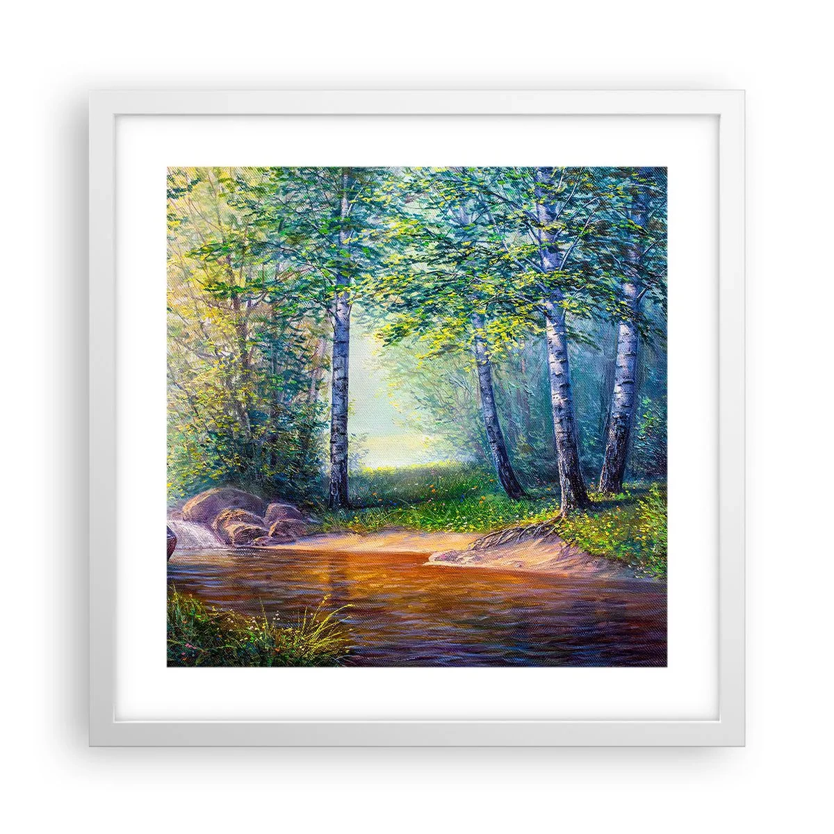 Poster in een witte lijst - Idyllisch landschap - 40x40 cm