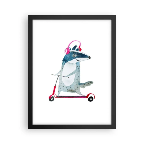 Poster in een zwarte lijst - Badger vreugde - 30x40 cm