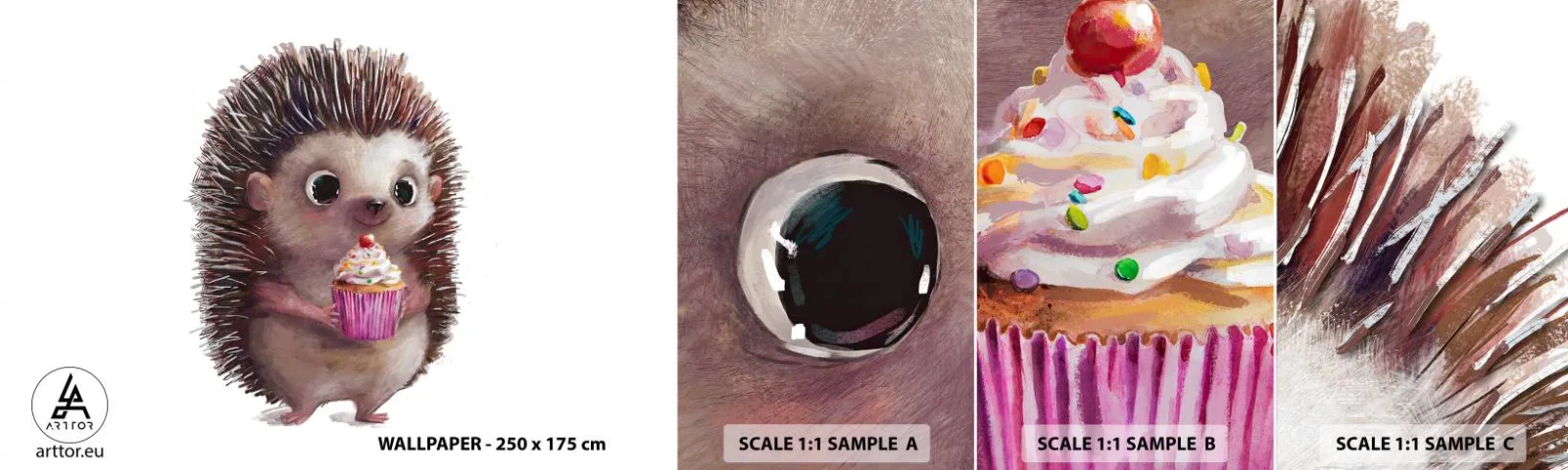 Fotobehang Staaltje Standard Eco - De vakantie is elke dag - Voor kinderen, Egel, Sprookje - 100x30 cm