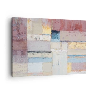 Schilderen op canvas - Geometrische compositie in pastelkleuren - 70x50cm - De rust van geometrie - Moderne wanddecoratie voor woonkamer en slaapkamer ARTTOR