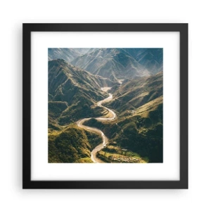 Poster in een zwarte lijst - Recht uit het hart van de bergen - 30x30 cm